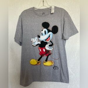 NEW DISNEY MICKEY MOUSE 100 ANNIVERSARY SHIRT GRAY GRAPHIC TEE ADULT'S MEN M